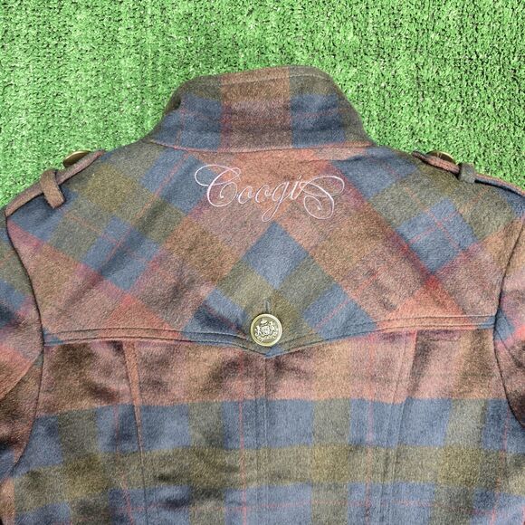 Vintage Coogi Women's Plaid Wool Blend Coat Jacket Size Small Pea Coat Y2K - Picture 10 of 11